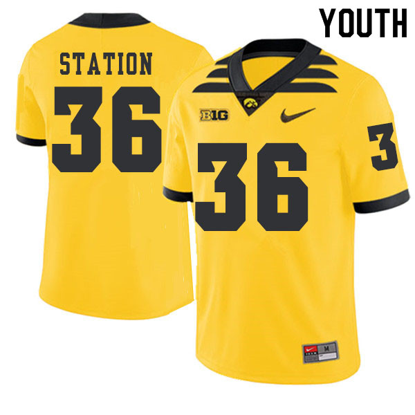 2019 Youth #36 Larry Station Iowa Hawkeyes College Football Alternate Jerseys Sale-Gold - Click Image to Close